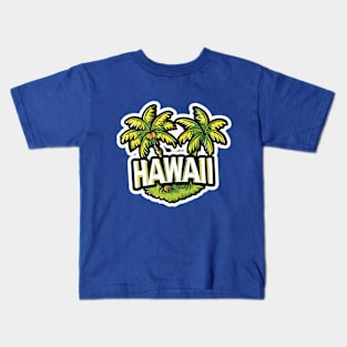 Hawaii Design (with White Lettering) Kids T-Shirt